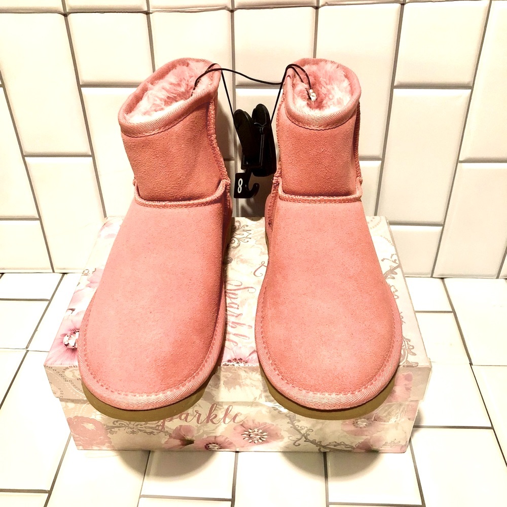 🎀 Time & Tru pink short genuine suede leather boots women’s size 8 new tags 🎀 - Picture 1 of 6